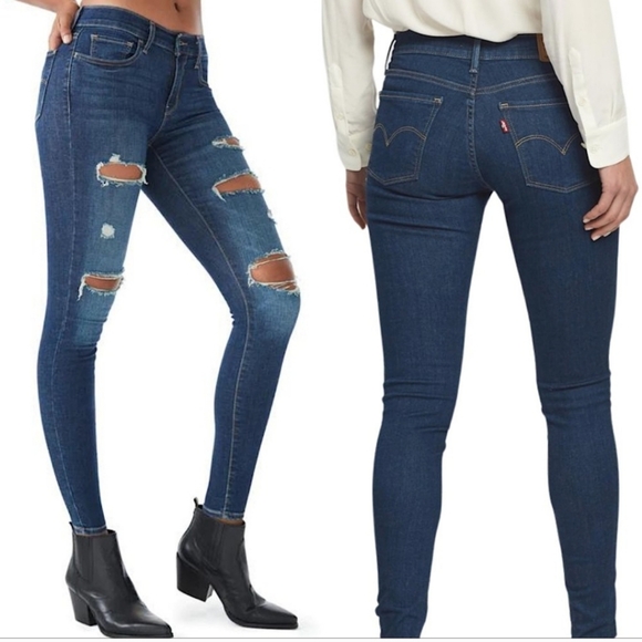 Levi's 710 Super Skinny Distressed Jeans - Picture 1 of 12